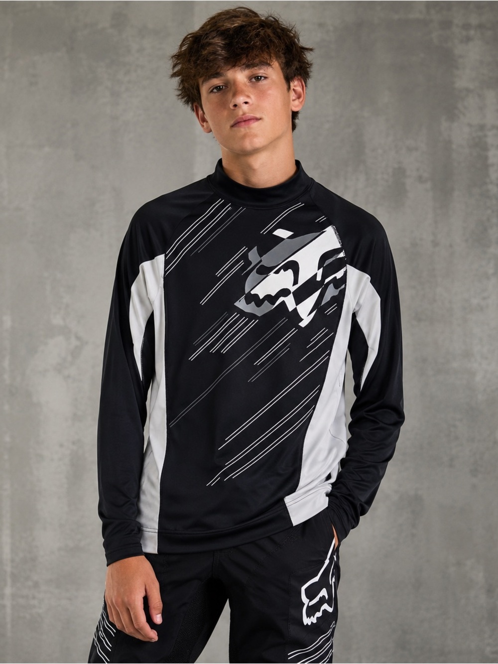 Fox Racing Youth Motocross Jersey Black White UPF 50 Moisture Wicking Size M